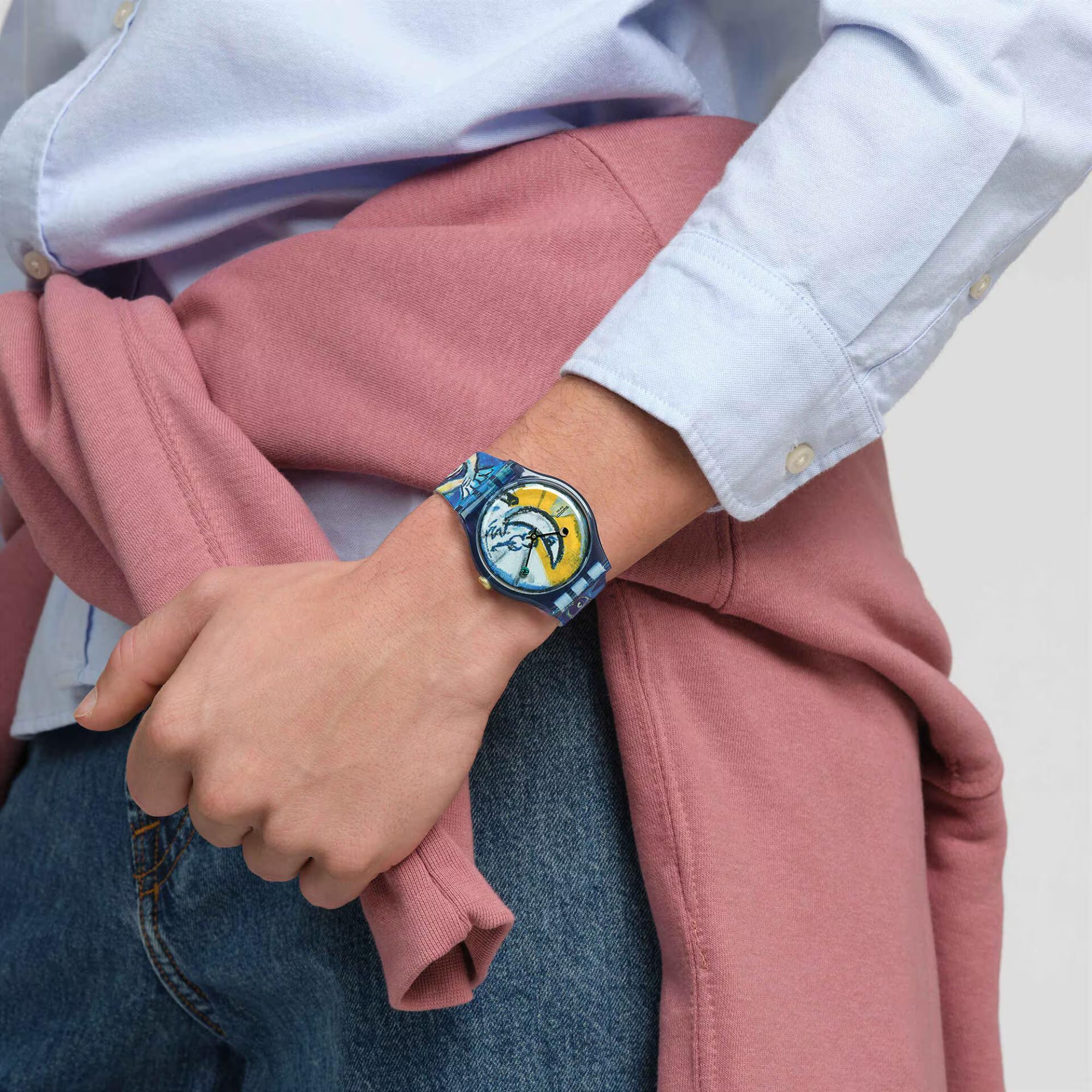 Swatch Chagall's Blue Circus Blue Dial Silicone Strap Unisex Watch SUOZ365C