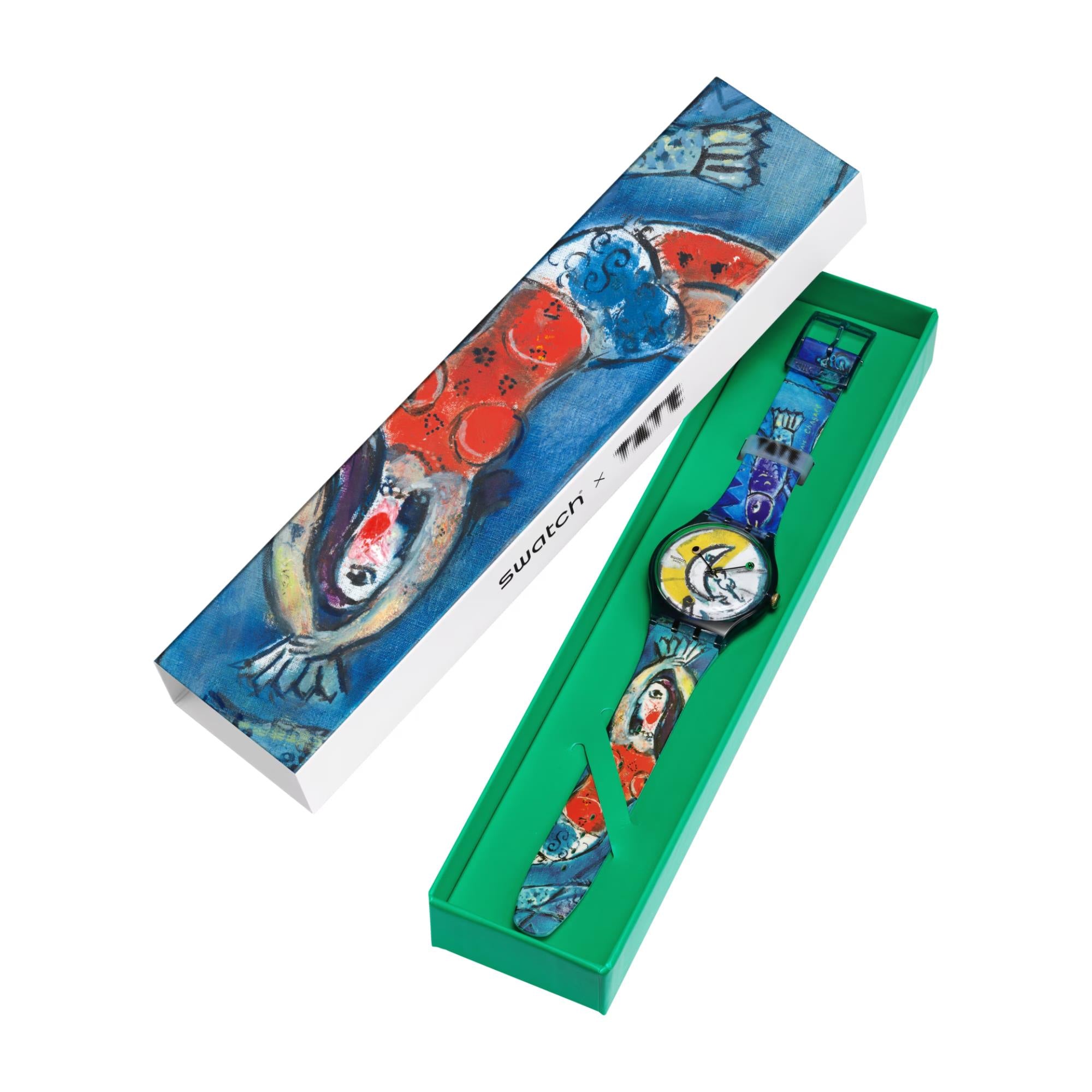 Swatch Chagall's Blue Circus Blue Dial Silicone Strap Unisex Watch SUOZ365C