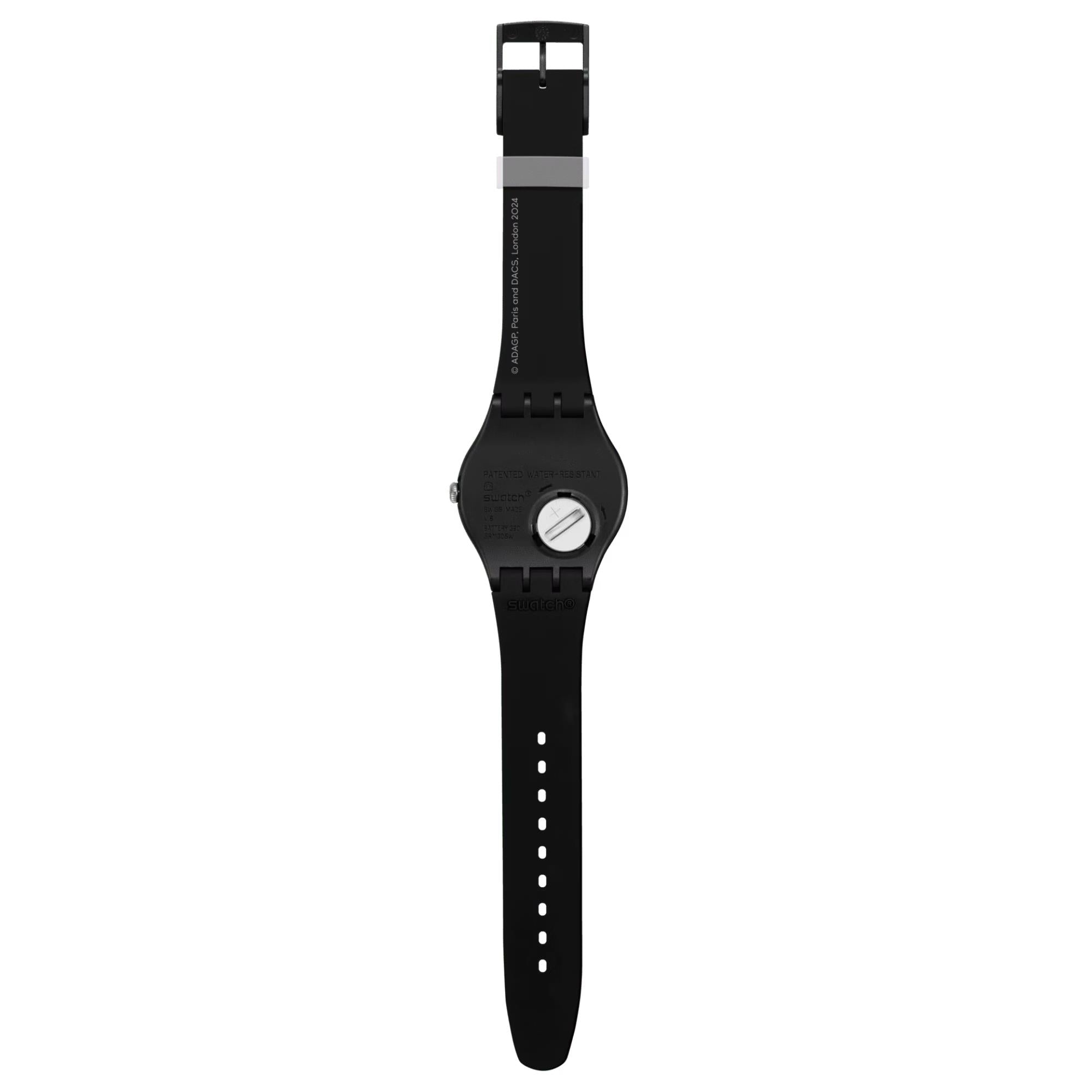 Swatch Leger's Two Women Holding Flowers Silicone Strap Unisex Watch SUOZ363C