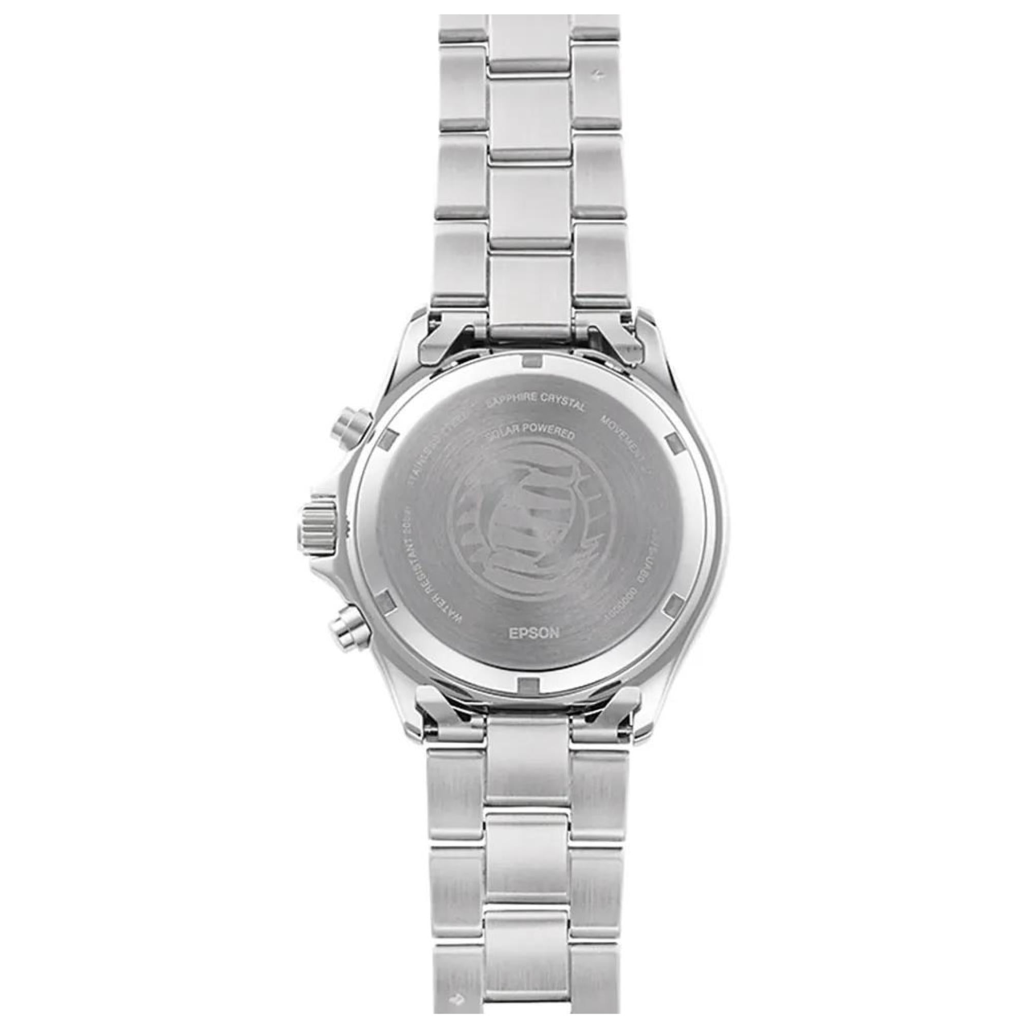 Orient Mako Solar Ex-Display Chronograph White Dial Stainless Steel Bracelet Men's Watch RA-TX0203S10B