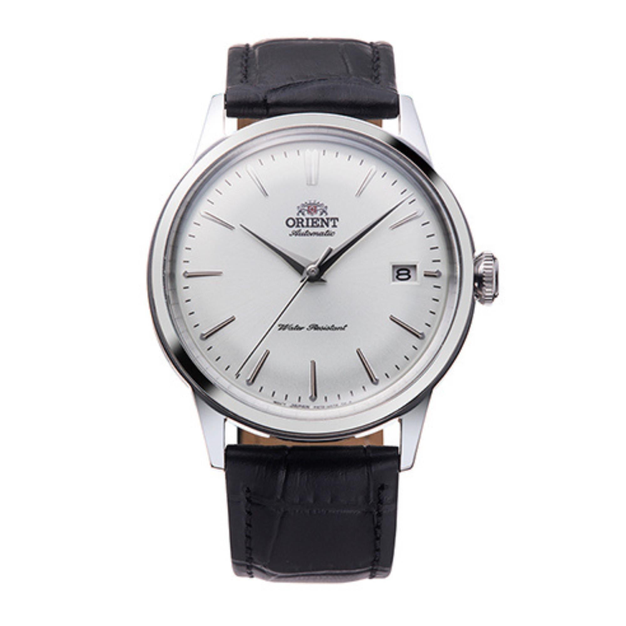 Orient Bambino Ex-Display White Dial Automatic Black Leather Strap Men's Watch RA-AC0M03S10B-EX