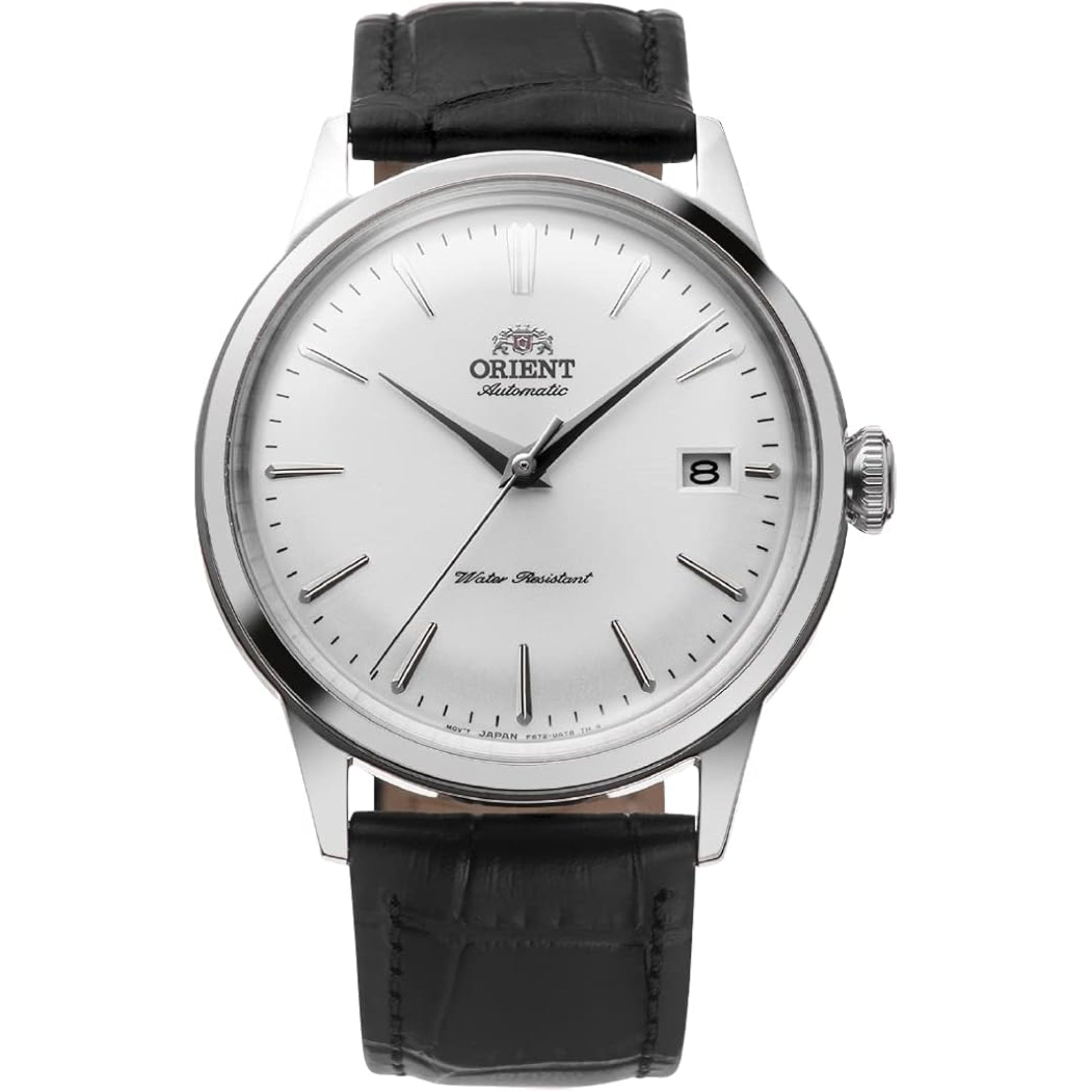 Orient Bambino Ex-Display White Dial Automatic Black Leather Strap Men's Watch RA-AC0M03S10B-EX