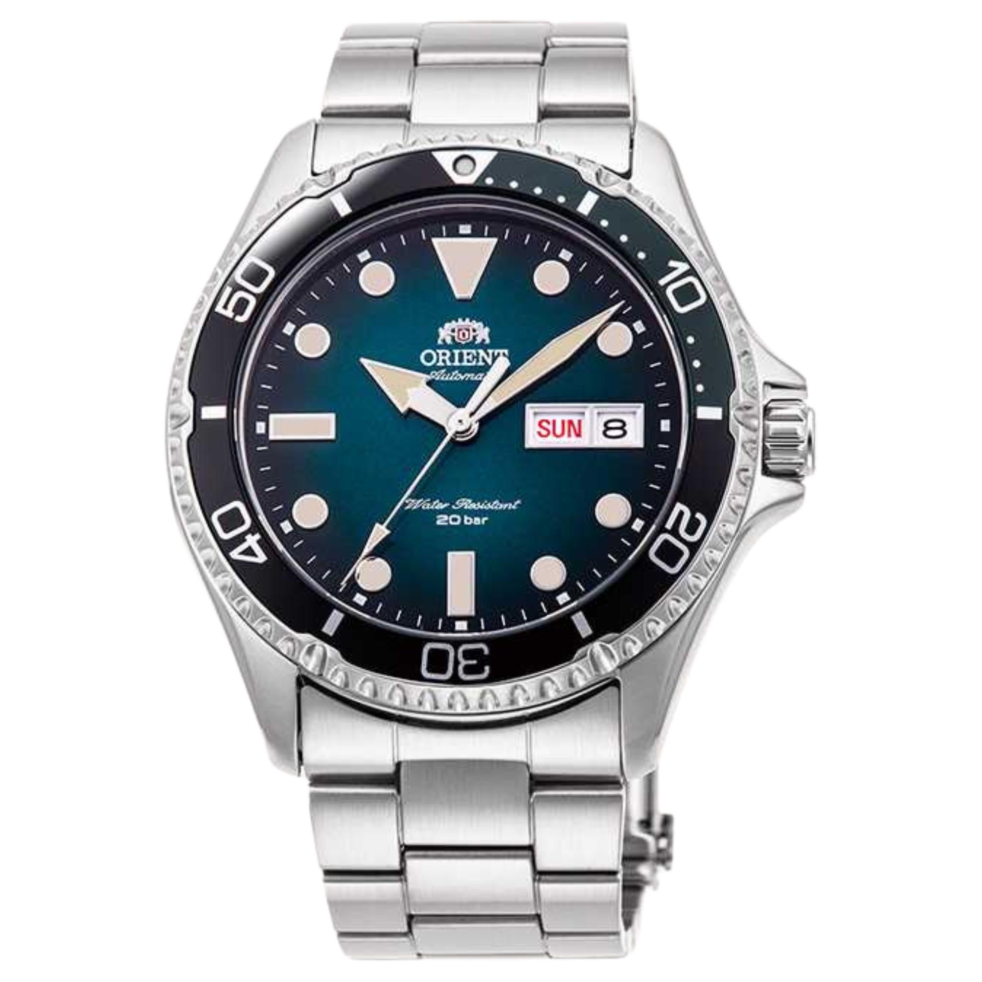 Orient Mako Kamasu Ex-Display Teal Dial Automatic Stainless Steel Strap Men's Watch RA-AA0811E19B