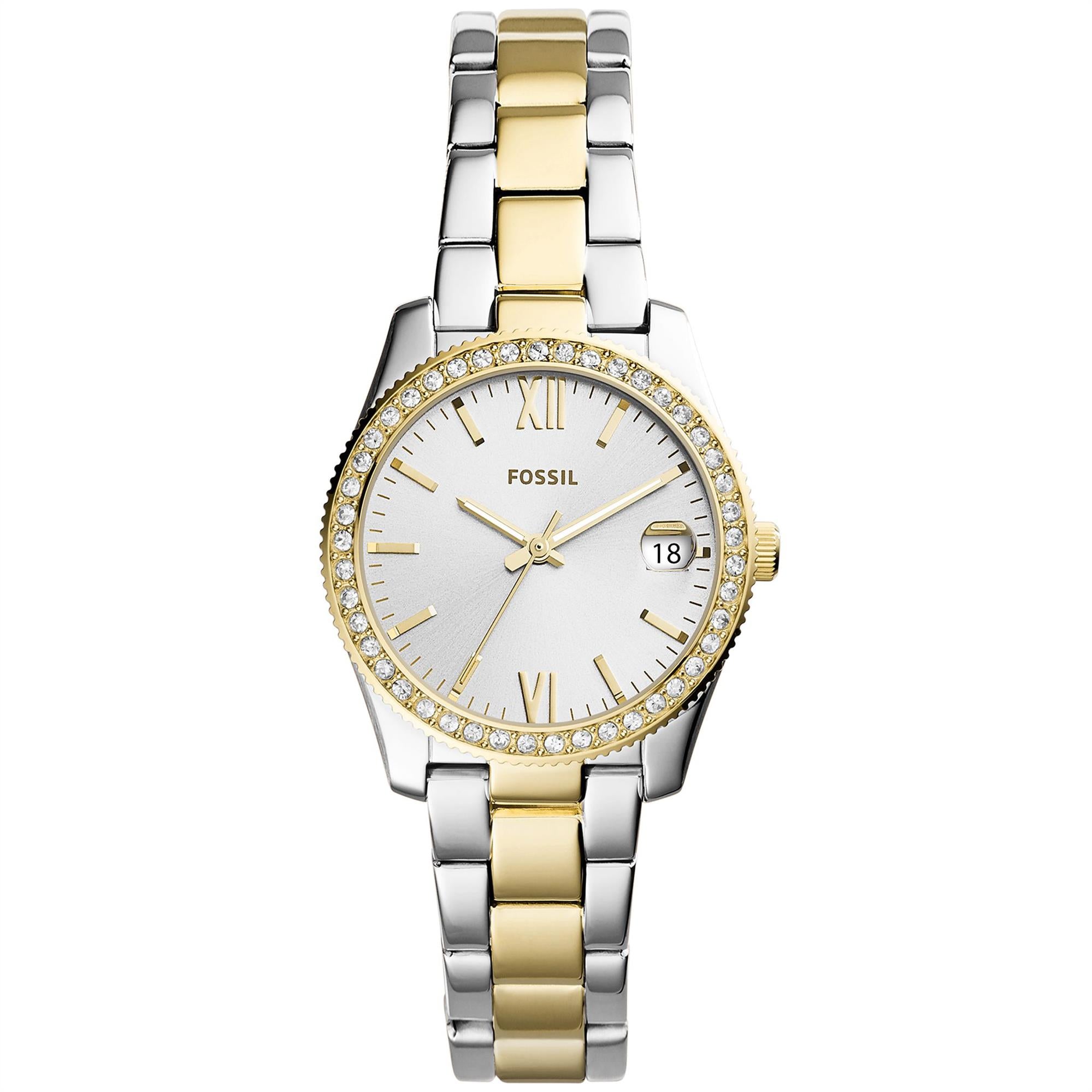 Fossil Scarlette Mini Two-Tone Stainless Steel Bracelet Gold Dial Women's Watch ES4319