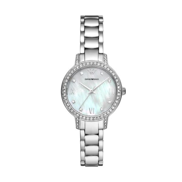 Emporio Armani Quartz Silver Mother-of-Pearl Dial Ladies Watch AR11484