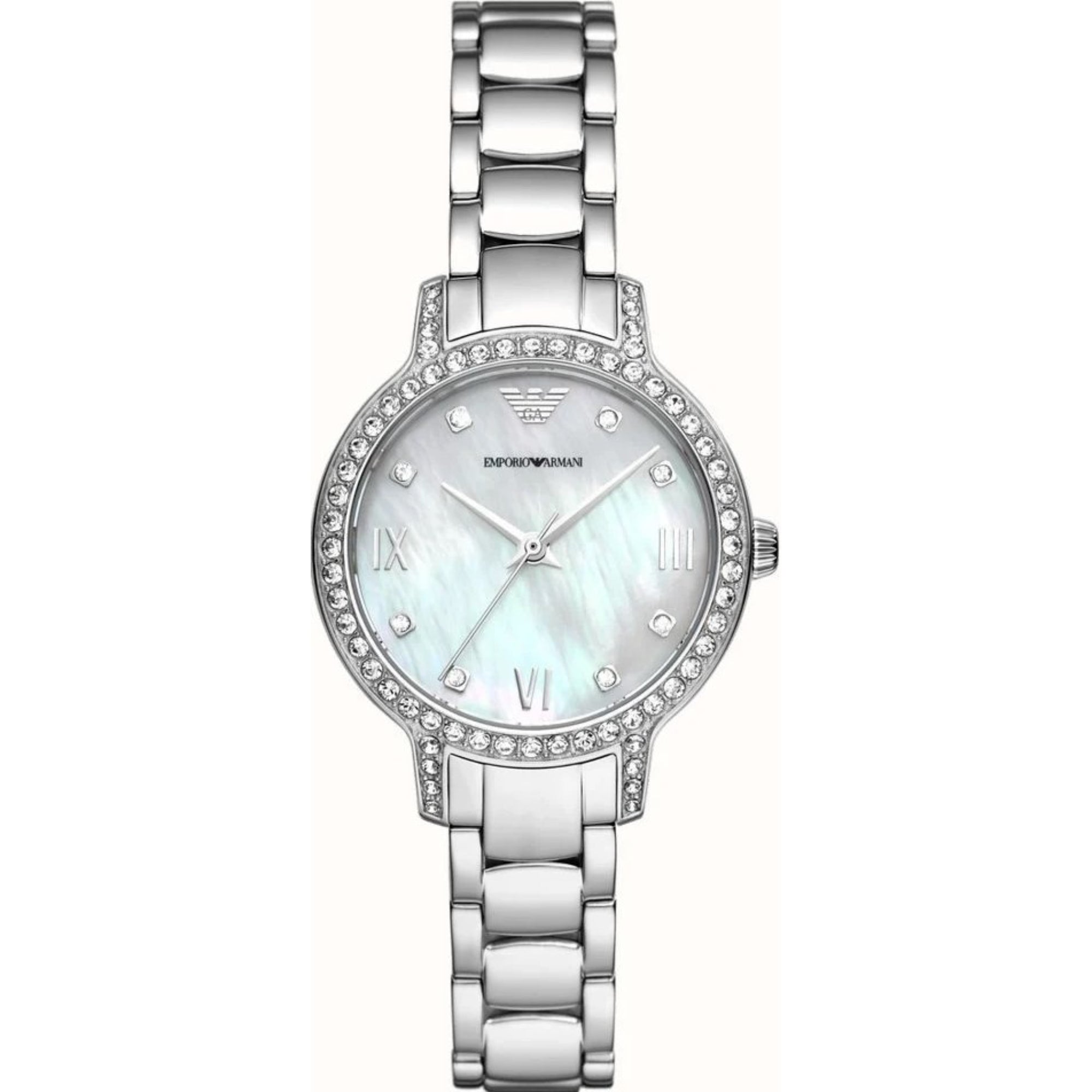 Emporio Armani Quartz Silver Mother-of-Pearl Dial Ladies Watch AR11484