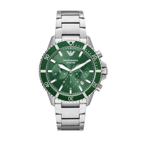 Emporio Armani Diver Chronograph Quartz Green Dial Men's Watch AR11500