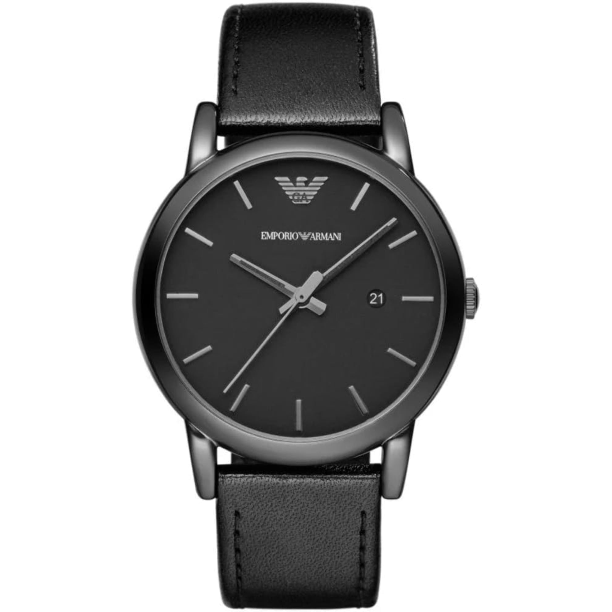 Emporio Armani Classic Black Dial Black Leather Strap Men's Watch AR1732
