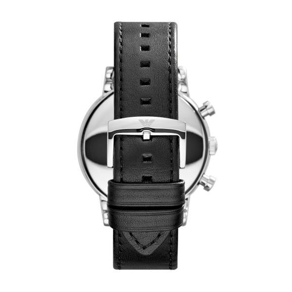 Emporio Armani Chronograph Quartz Black Dial Leather Strap Men's Watch AR1828
