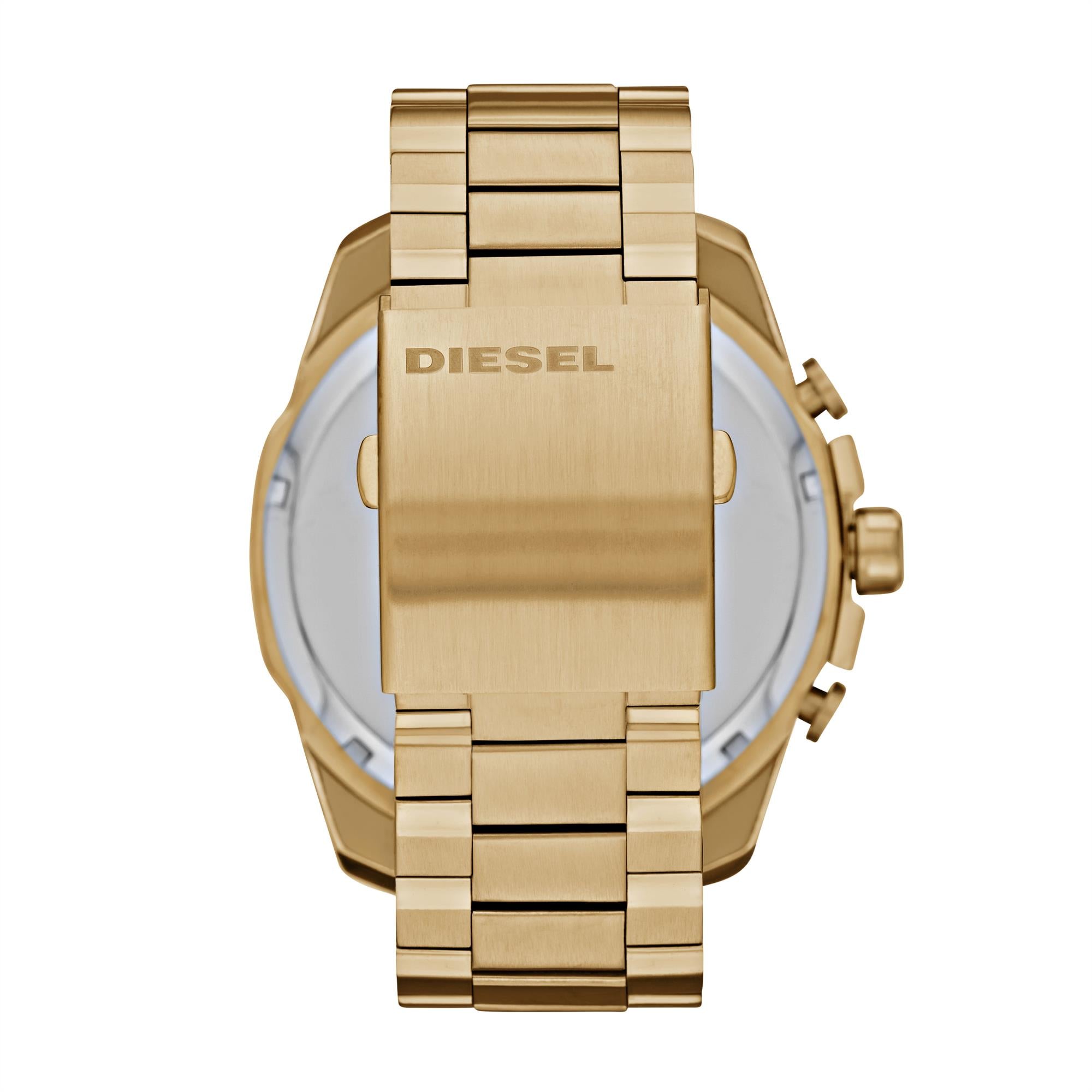 Diesel Mega Chief Chronograph Gold-Tone Stainless Steel Gold Dial Men's Watch DZ4360