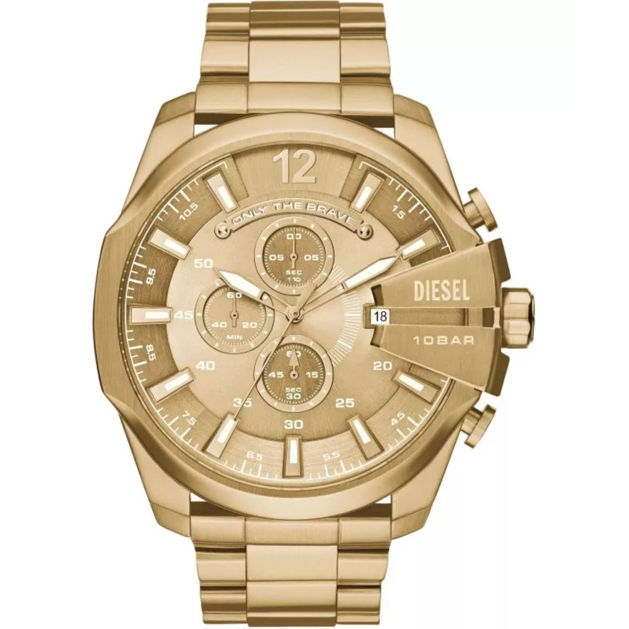 Diesel Mega Chief Chronograph Gold-Tone Stainless Steel Gold Dial Men's Watch DZ4360