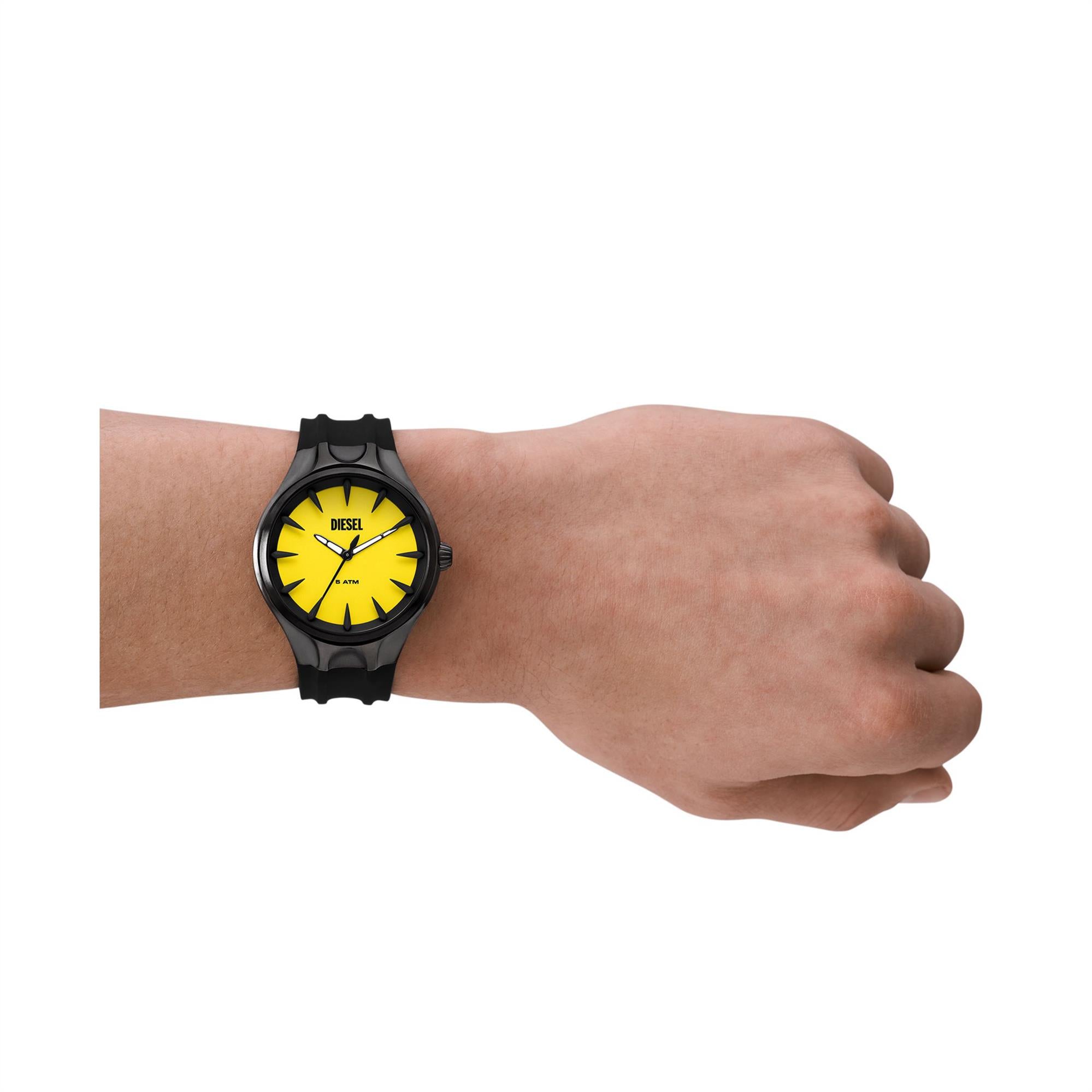 Diesel Streamline Black Silicone Strap Yellow Dial Men's Watch DZ2201