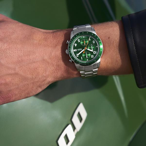 Fossil Sport Tourer Chronograph Stainless Steel Bracelet Green Dial Men's Watch FS6048