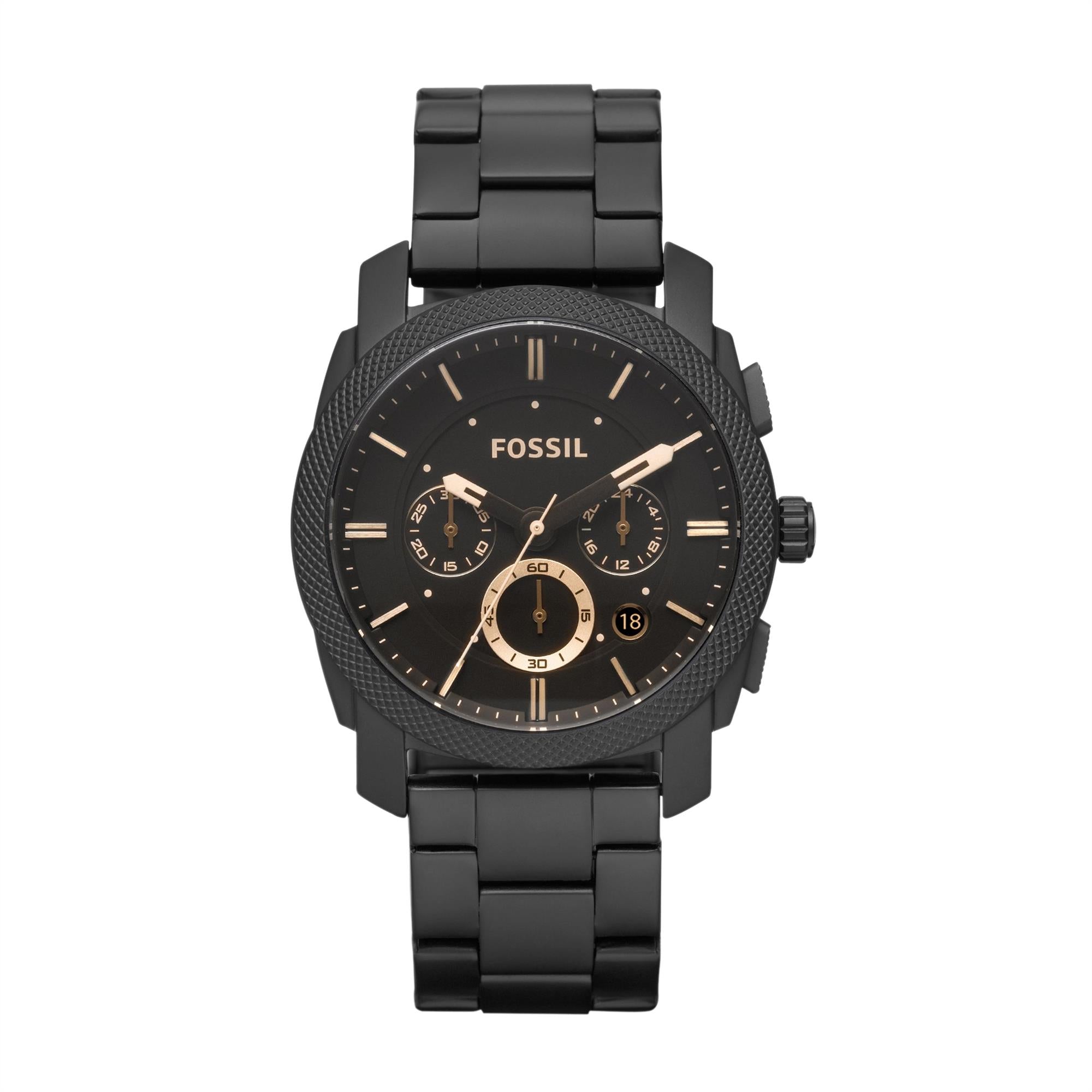 Fossil Machine Chronograph Black Stainless Steel Bracelet Black Dial Men's Watch FS4682