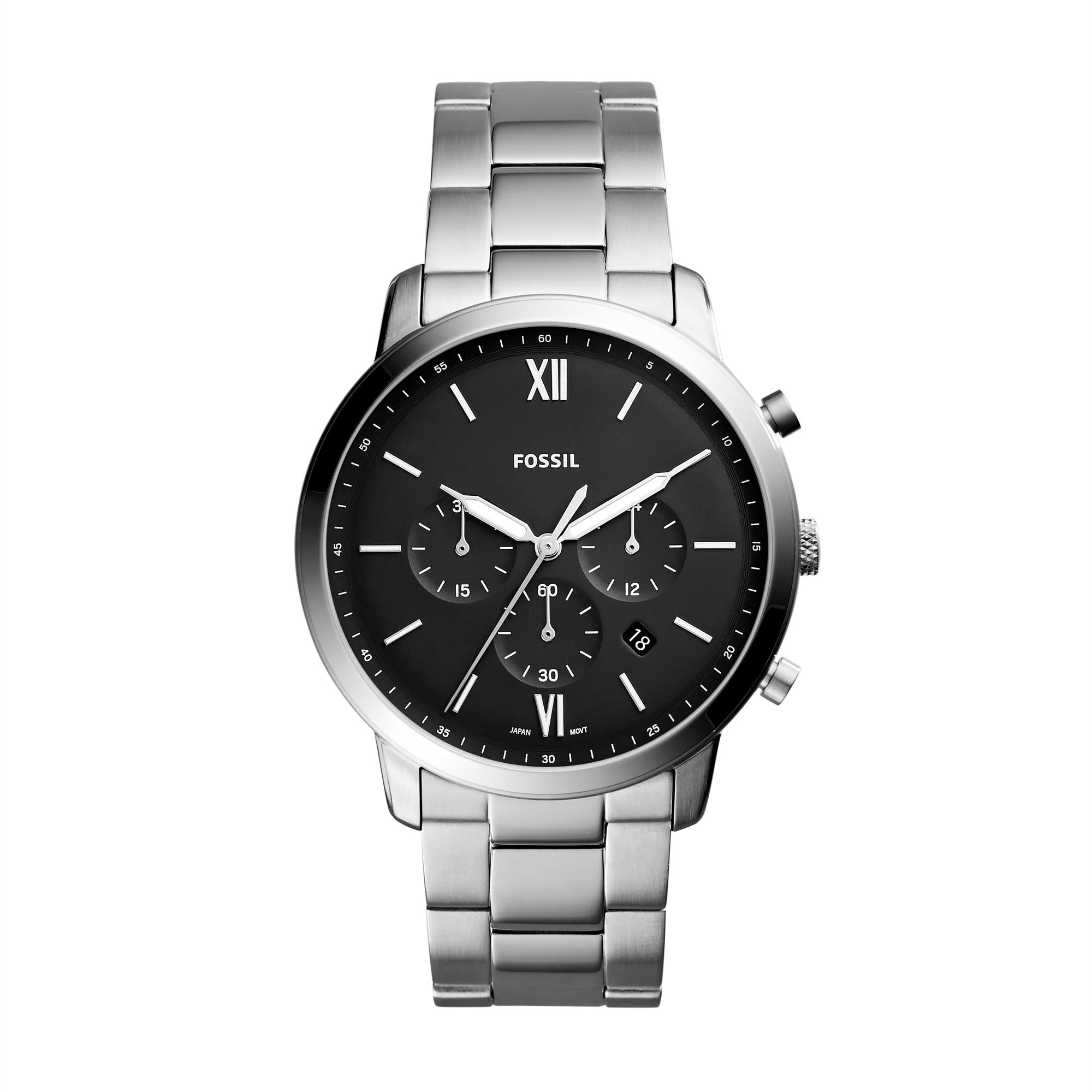 Fossil Neutra Chronograph Stainless Steel Bracelet Black Dial Men's Watch FS5384