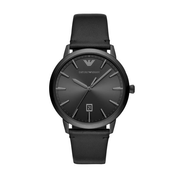 Emporio Armani Quartz Black Dial Black Leather Strap Men’s Watch AR11278