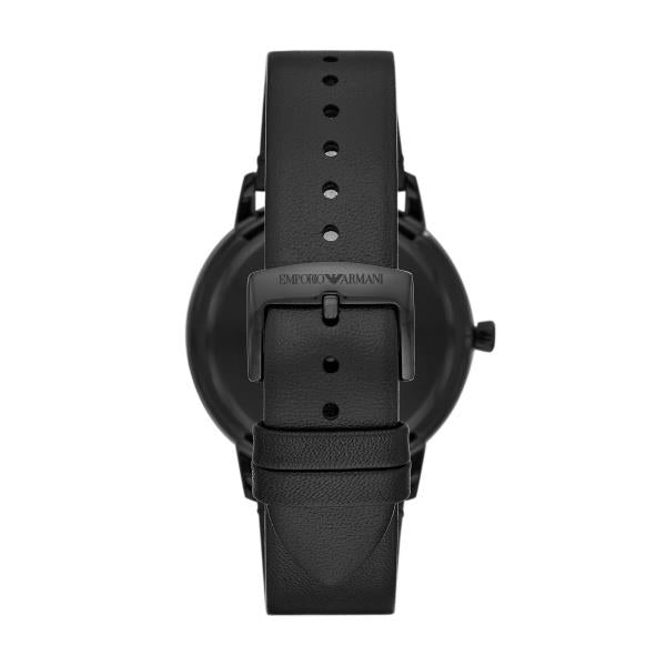 Emporio Armani Quartz Black Dial Black Leather Strap Men’s Watch AR11278