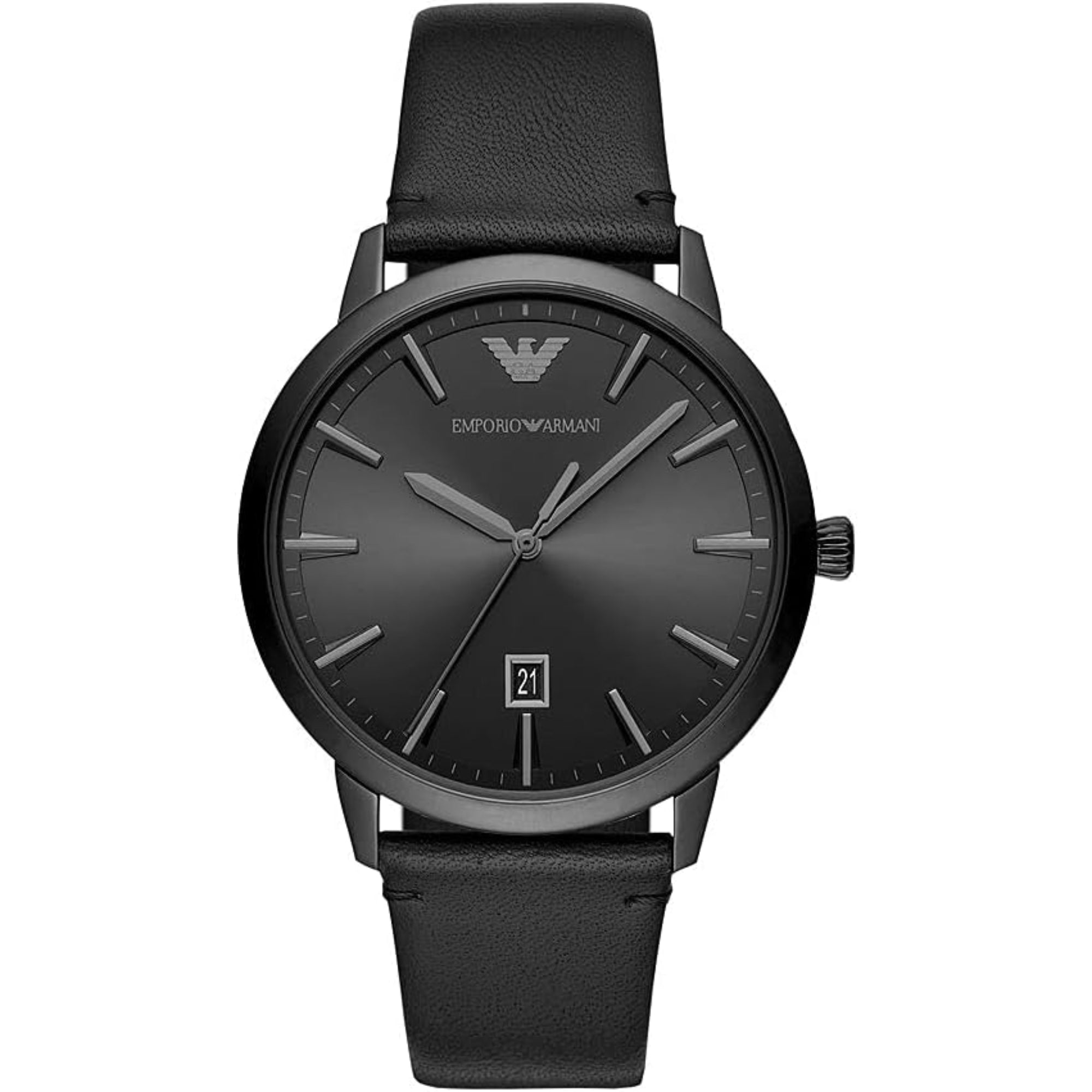 Emporio Armani Quartz Black Dial Black Leather Strap Men’s Watch AR11278