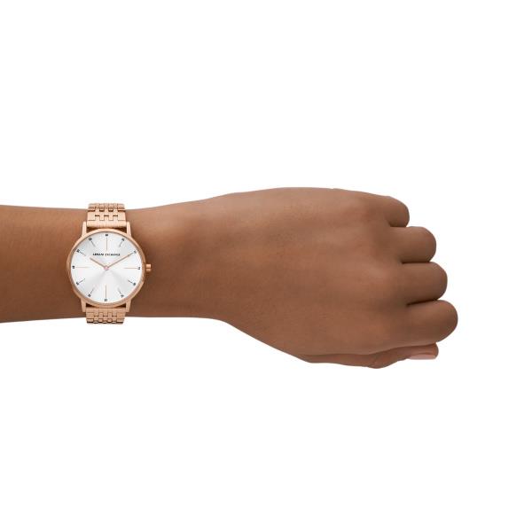 Armani Exchange Quartz White Silver Dial Steel Strap Women's Watch and Necklace Set AX7145SET