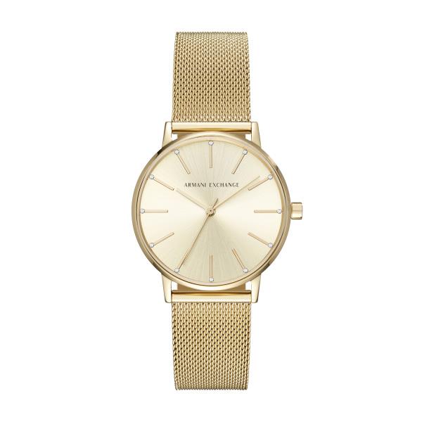 Armani Exchange Quartz Gold Dial Steel Strap Women's Watch AX5536