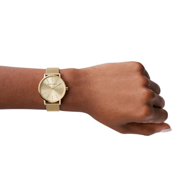 Armani Exchange Quartz Gold Dial Steel Strap Women's Watch AX5536