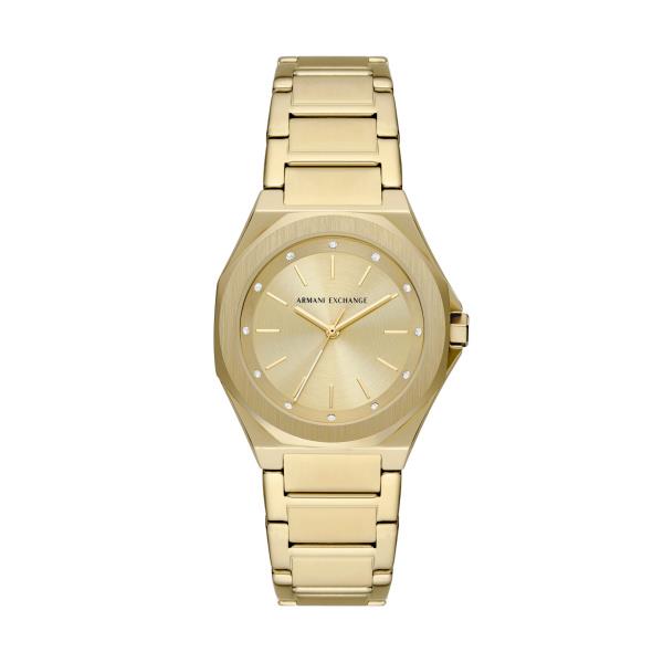 Armani Exchange Quartz Gold Dial Steel Strap Women's Watch AX4608