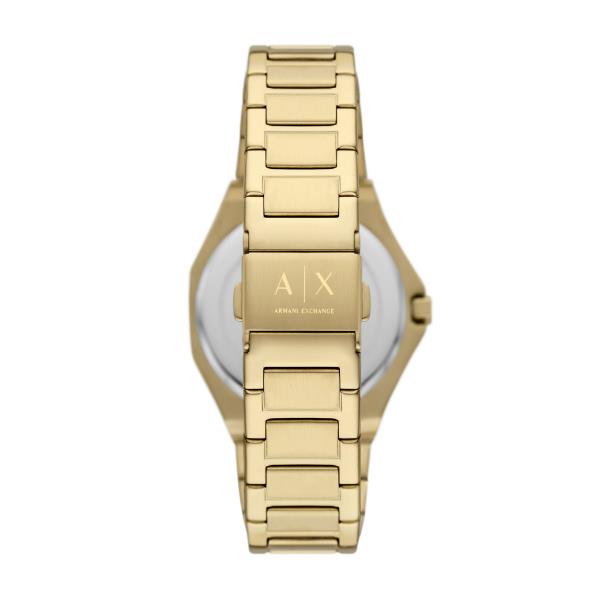 Armani Exchange Quartz Gold Dial Steel Strap Women's Watch AX4608