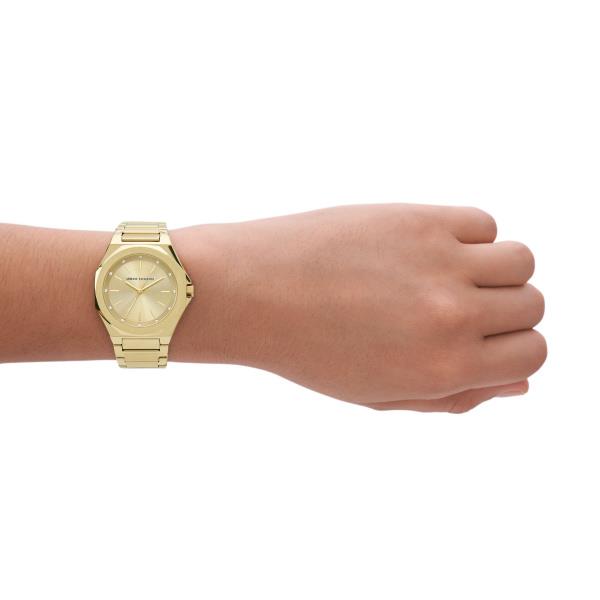 Armani Exchange Quartz Gold Dial Steel Strap Women's Watch AX4608