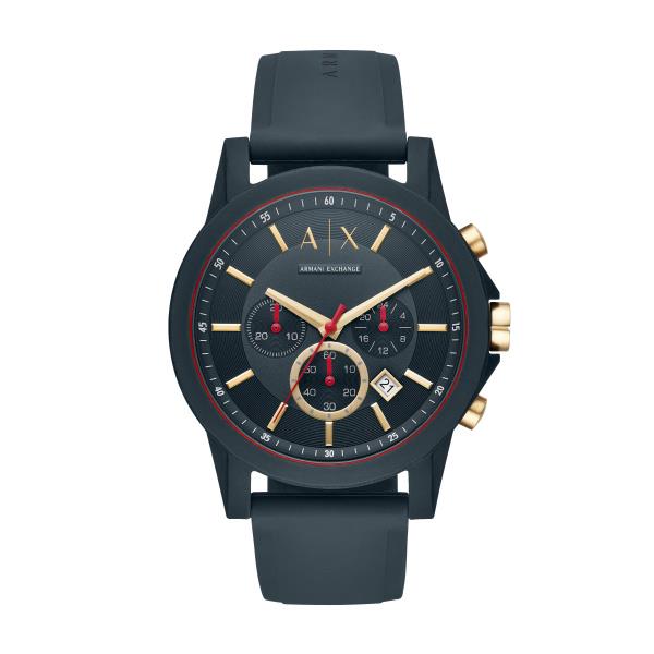 Armani Exchange Chronograph Quartz Blue Dial Silicone Strap Men's Watch AX1335