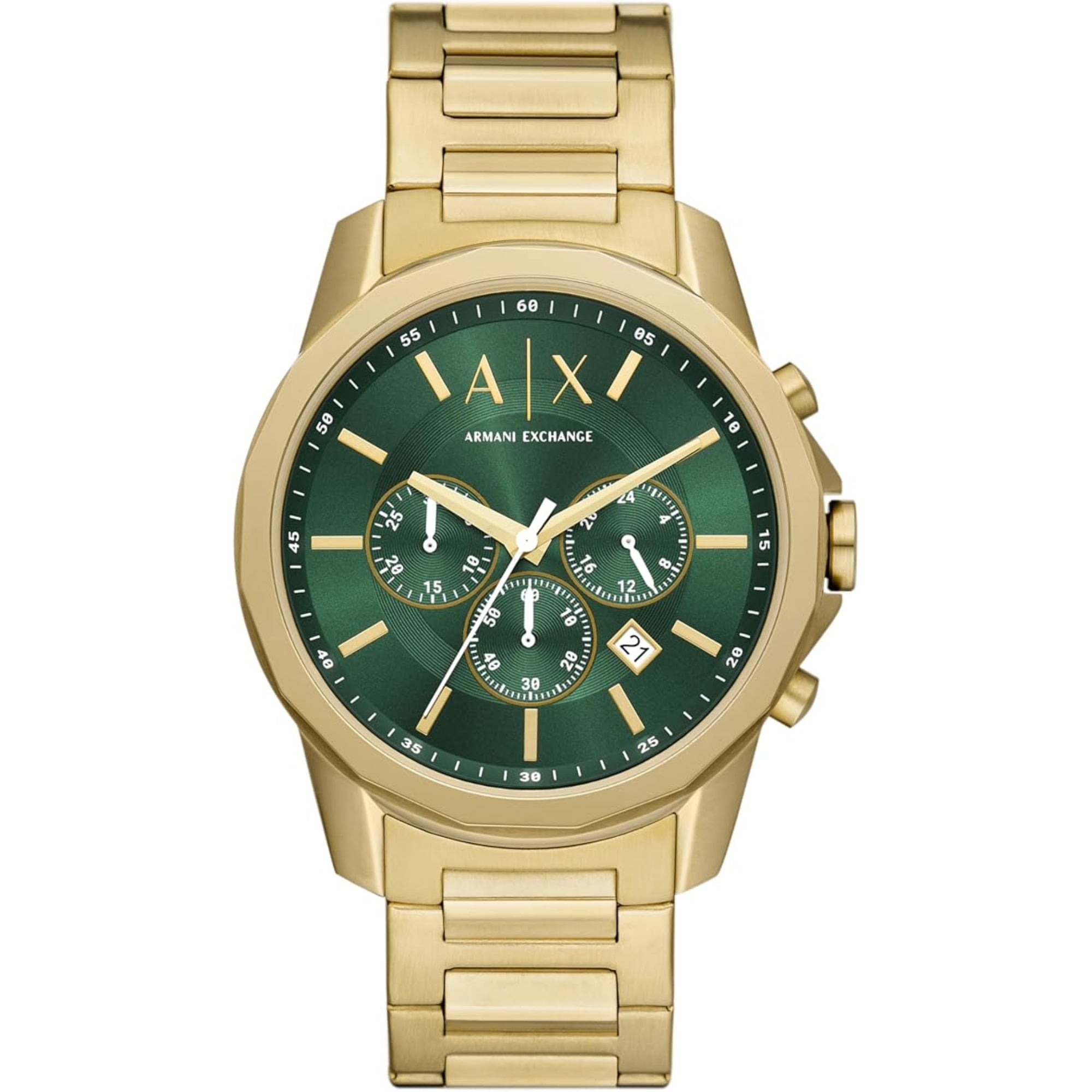 Armani Exchange Chronograph Quartz Green Dial Steel Strap Men’s Watch AX1746