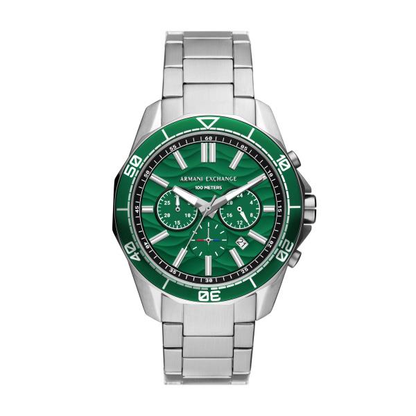 Armani Exchange Spencer Chronograph Quartz Green Dial Steel Strap Men's Watch AX1957