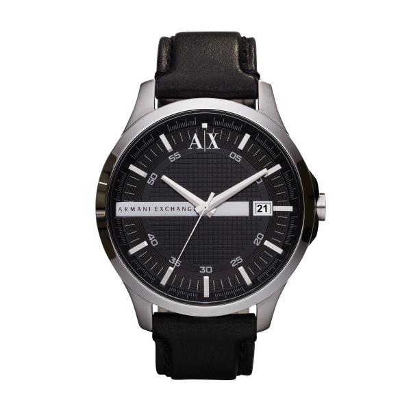 Armani Exchange Quartz Black Dial Black Leather Strap Men’s Watch AX2101