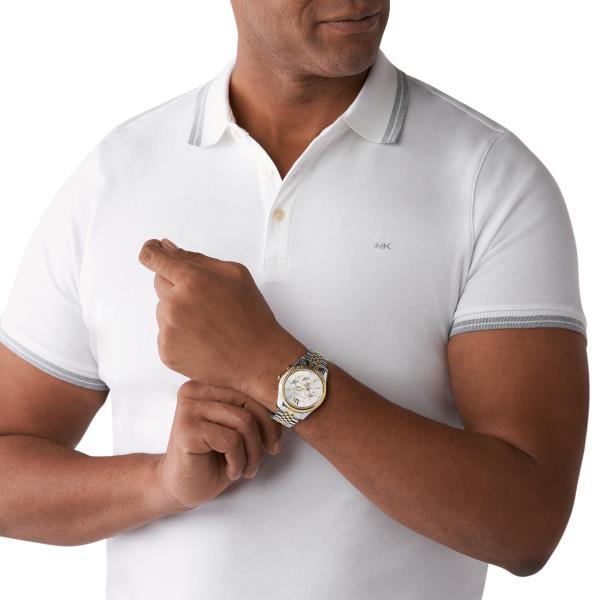Michael Kors Lexington Chronograph Two-Tone Stainless Steel Bracelet Silver Dial Men's Watch MK8344