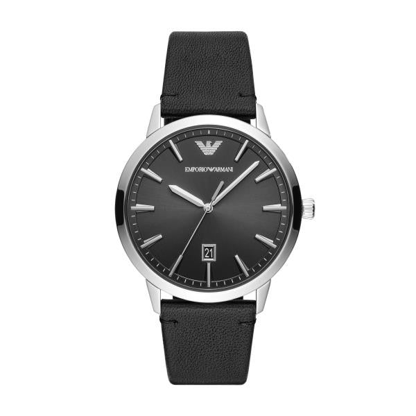 Emporio Armani Quartz Black Dial Leather Strap Men’s Watch AR11193