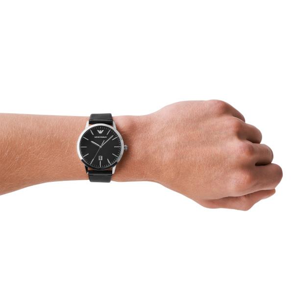 Emporio Armani Quartz Black Dial Leather Strap Men’s Watch AR11193
