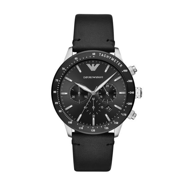 Emporio Armani Mario Chronograph Quartz Black Dial Stainless Steel Strap Men's Watch AR11243