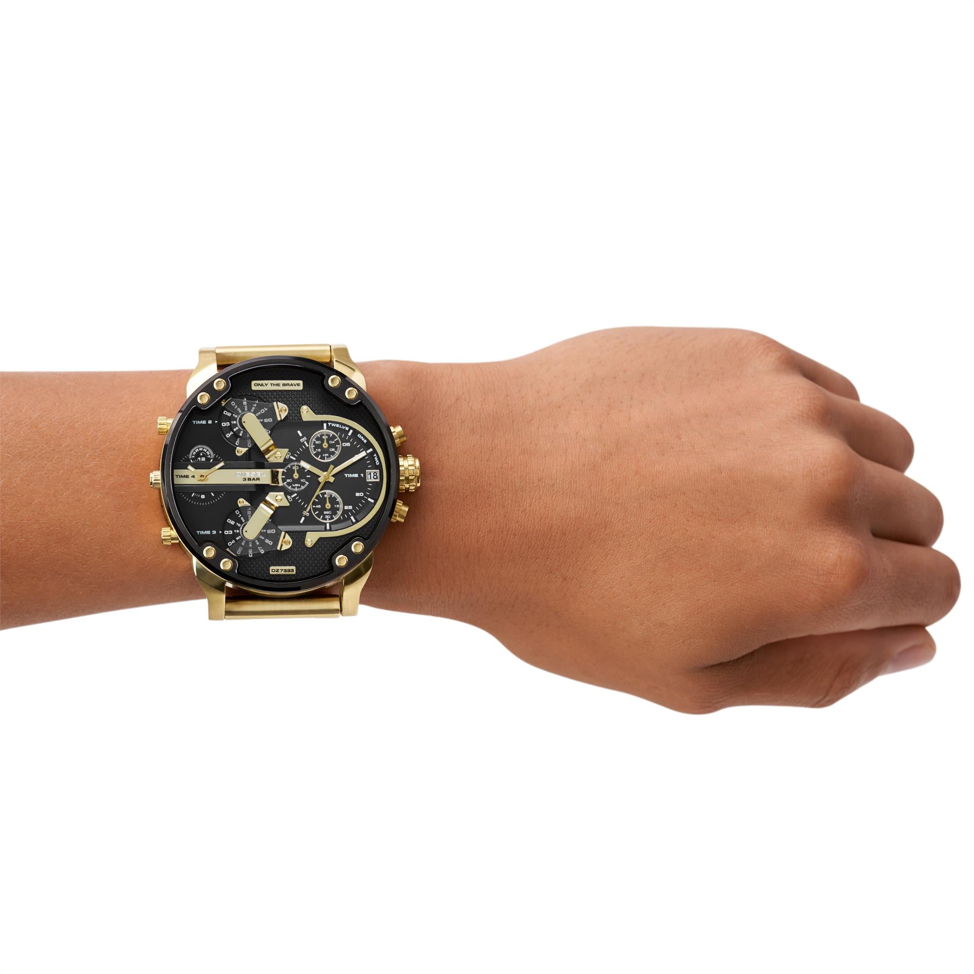 Diesel Mr. Daddy 2.0 Gold-Tone Dial Stainless Steel Strap Men's Watch DZ7333