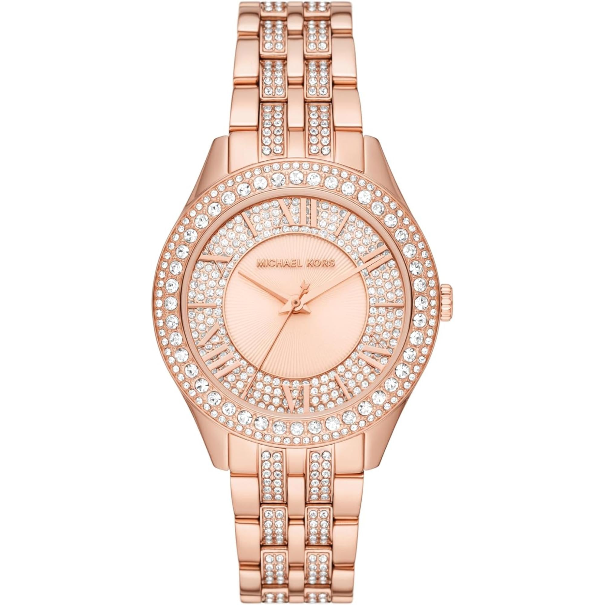 Michael Kors Harlowe Rose Gold-Tone Stainless Steel Bracelet Rose Gold Dial Women's Watch MK4710