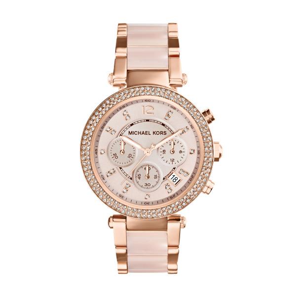 Michael Kors Parker Rose Gold-Tone Chronograph Rose Gold Dial Women's Watch MK5896