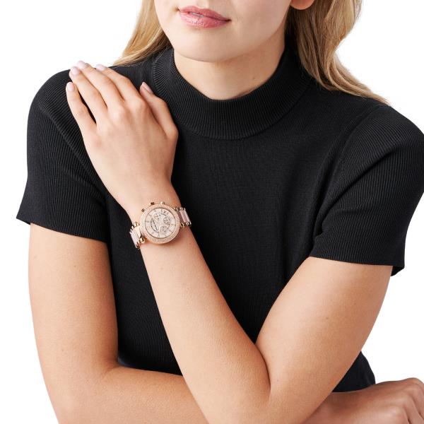 Michael Kors Parker Rose Gold-Tone Chronograph Rose Gold Dial Women's Watch MK5896