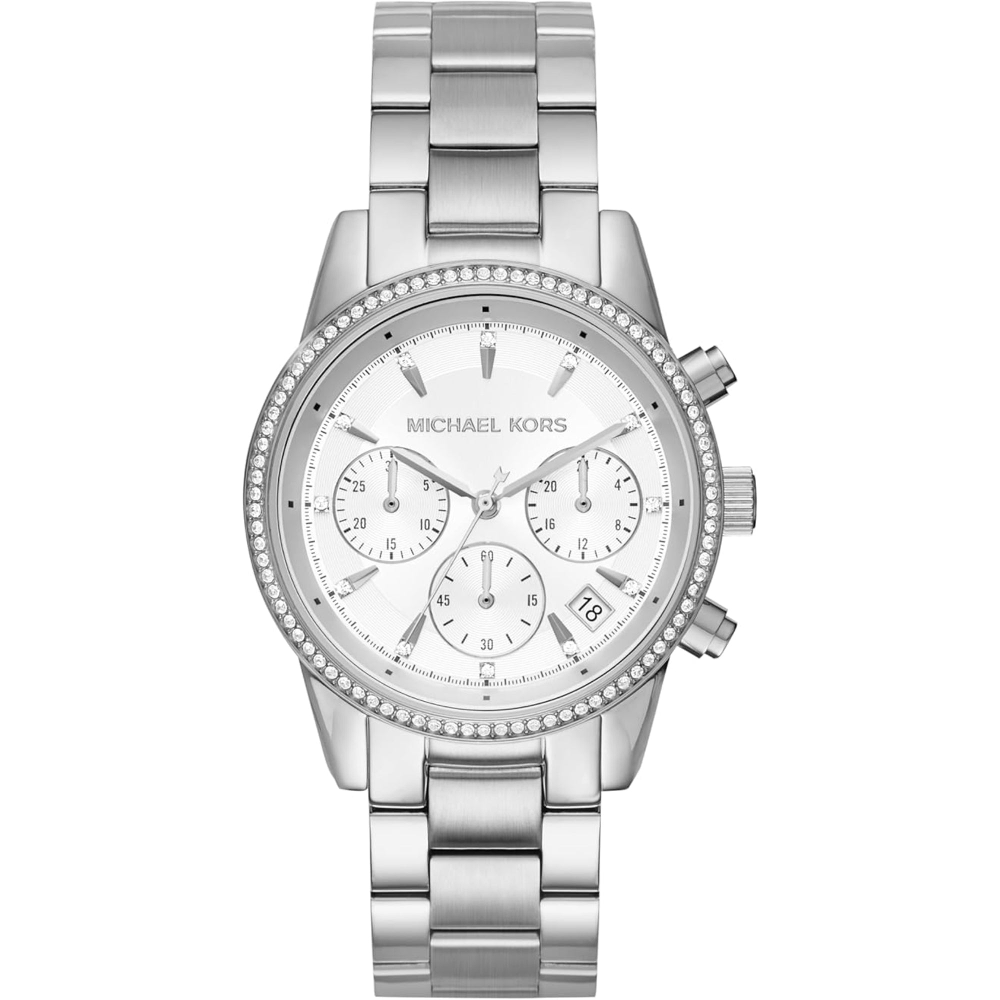 Michael Kors Bryant Chronograph Silver Dial Stainless Steel Bracelet Silver Dial Women's Watch MK6428