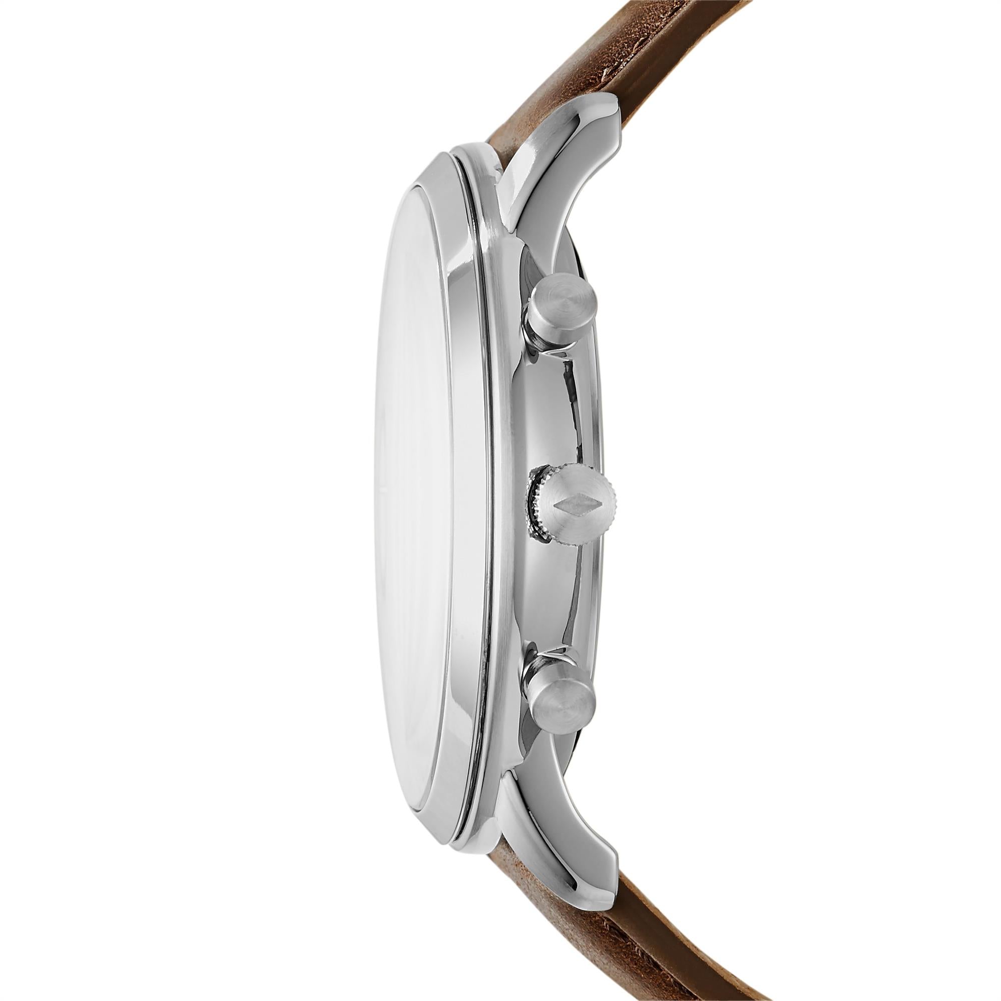 Fossil Neutra Chronograph Brown Leather Strap Cream Dial Men's Watch FS5380