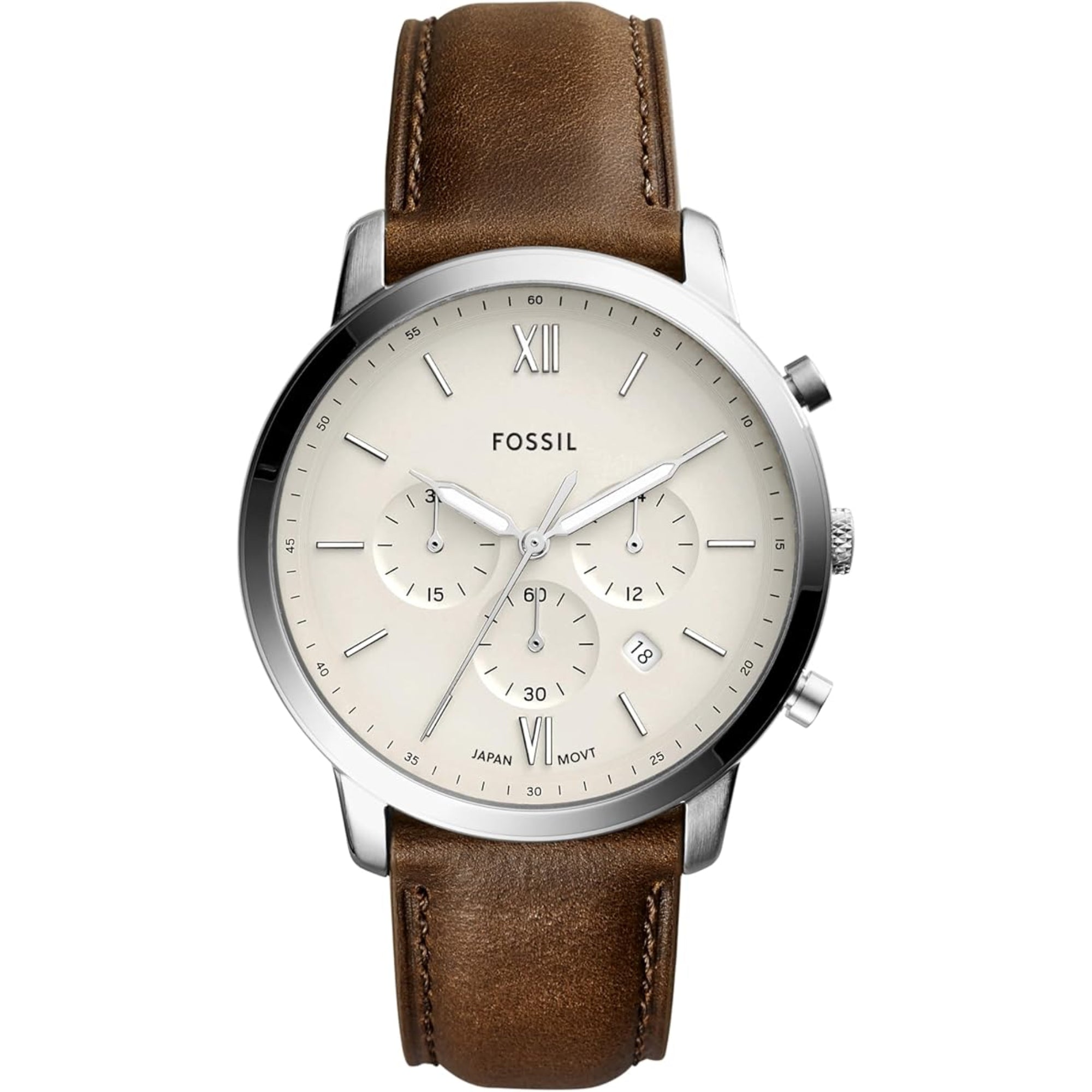 Fossil Neutra Chronograph Brown Leather Strap Cream Dial Men's Watch FS5380