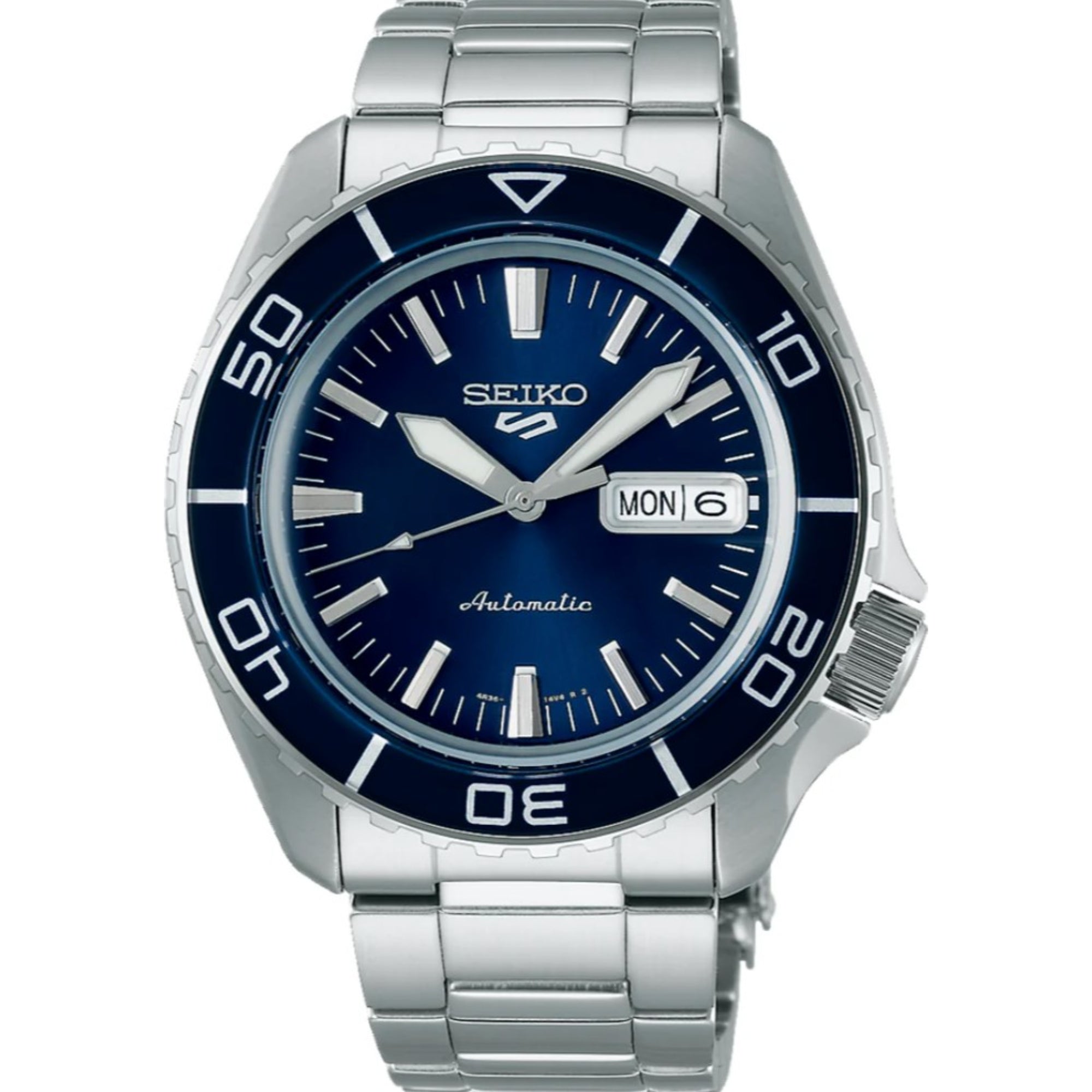 Seiko 5 Sports SKX Bluetone Redux Automatic Blue Dial Stainless Steel Bracelet Men's Watch SRPK97K1