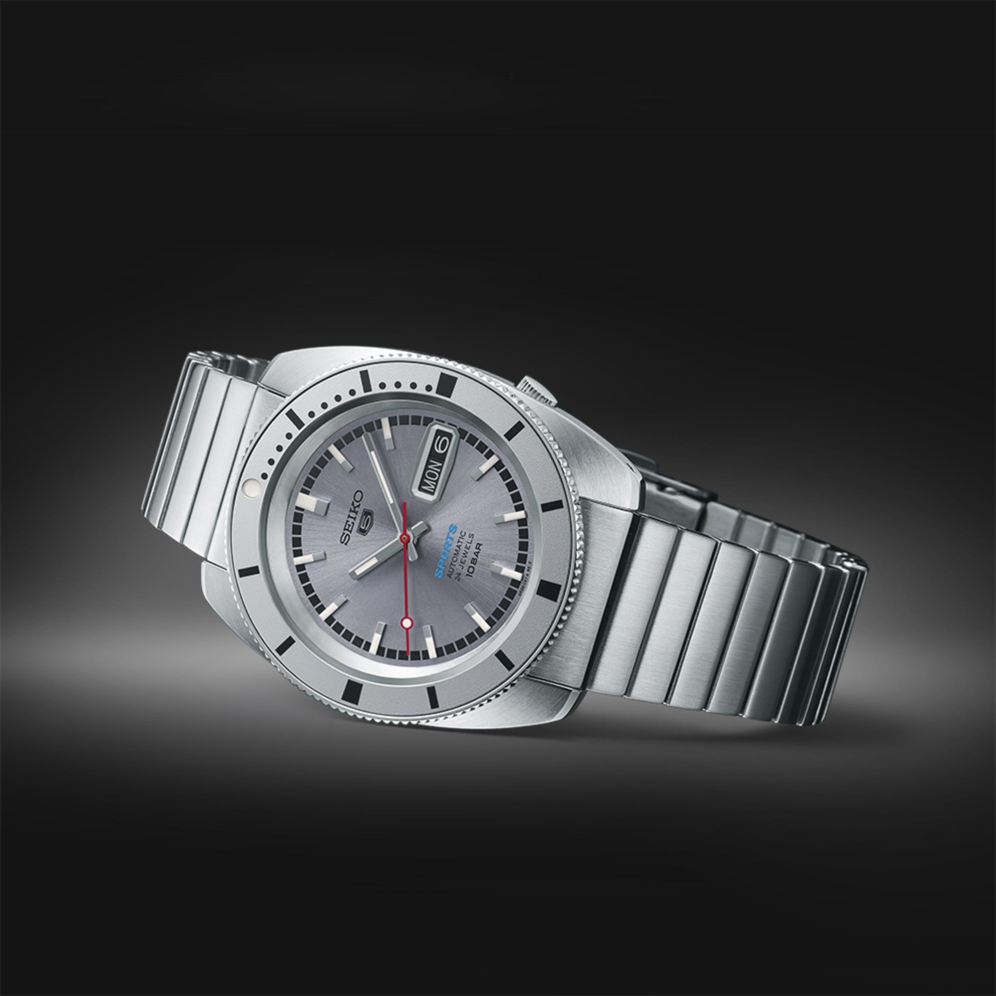 Seiko 5 Sports 'Ash Blue' 1968 Recreation Limited Edition Silver Dial Men's Watch SPRL03K1