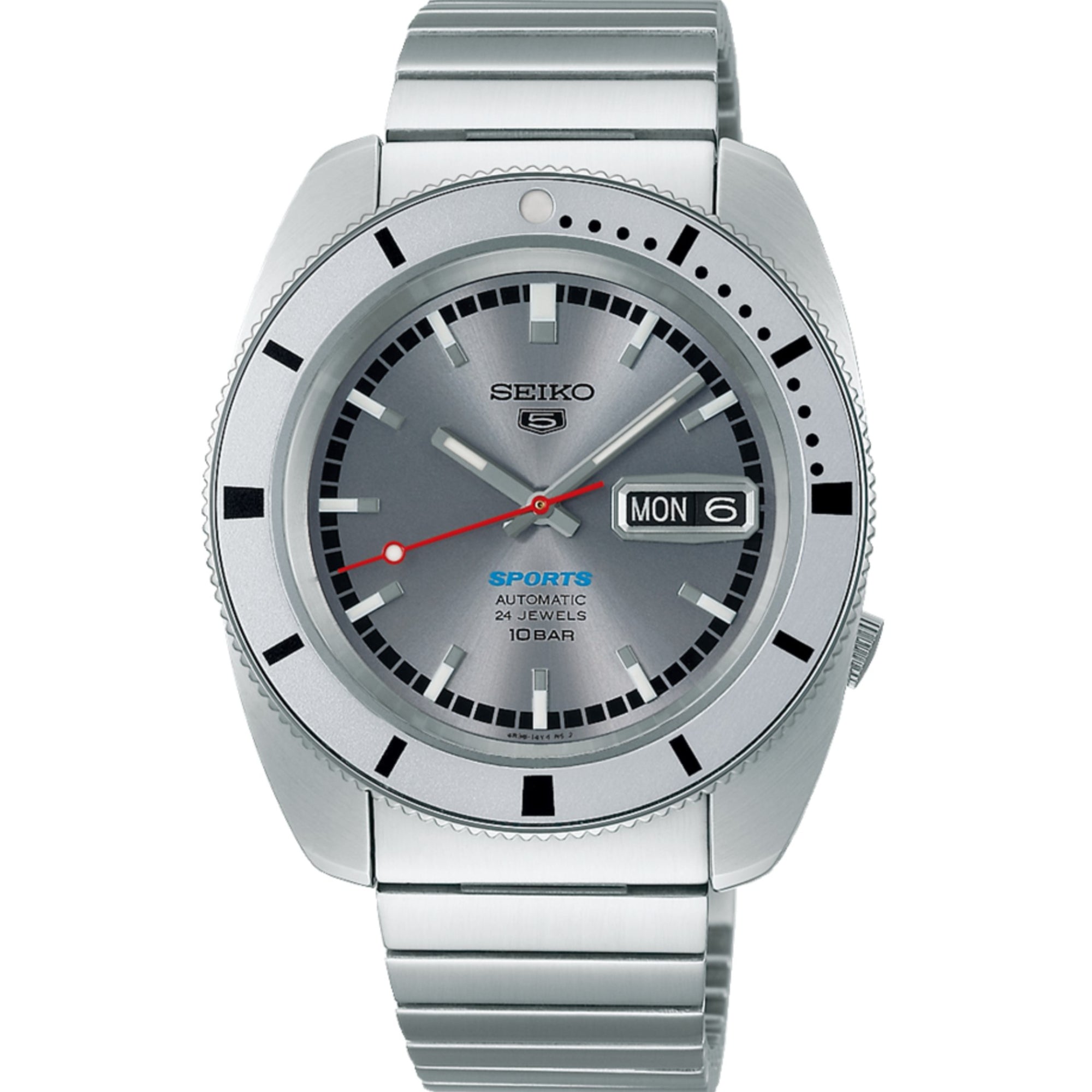 Seiko 5 Sports 'Ash Blue' 1968 Recreation Limited Edition Silver Dial Men's Watch SPRL03K1