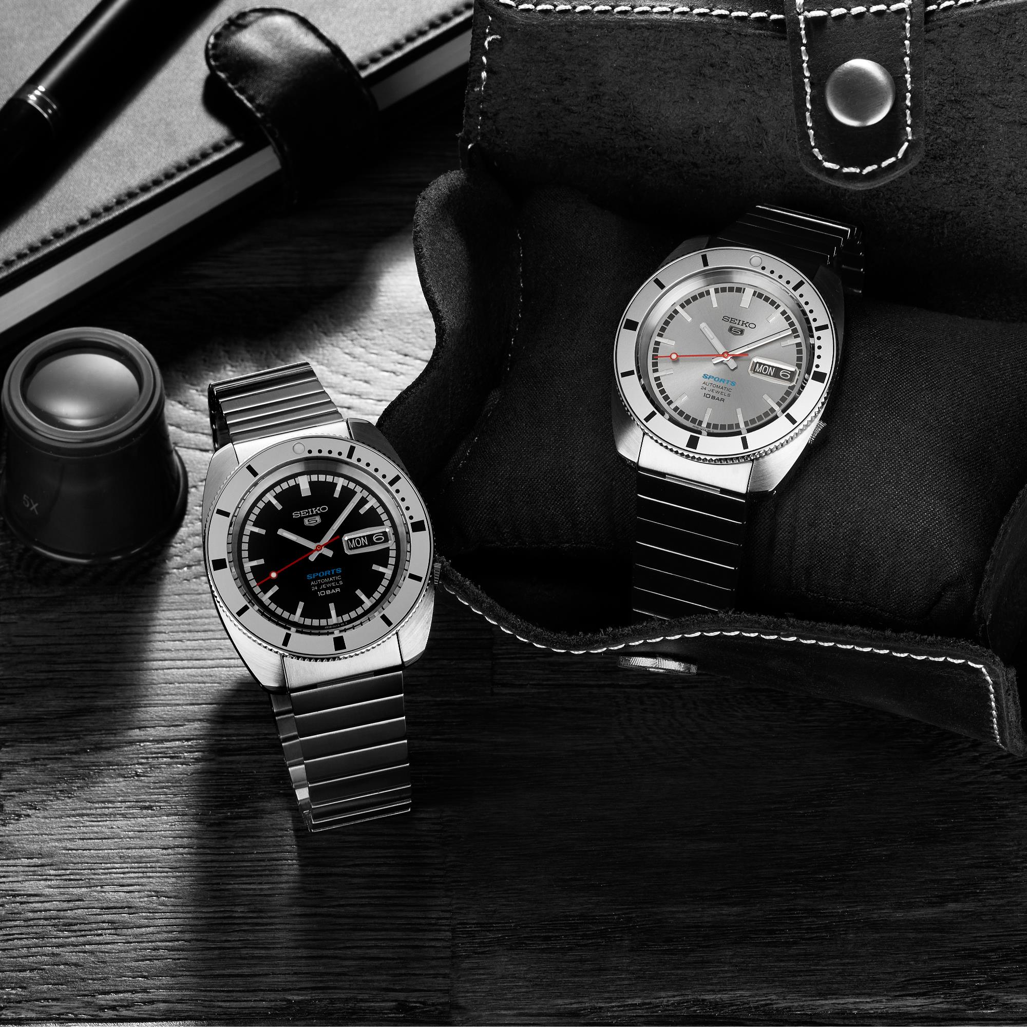 Seiko 5 Sports 'Pepper Black' 1968 Recreation Limited Edition Black Dial Men's Watch SRPL05K1