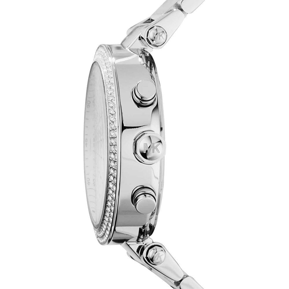 Michael Kors Parker Chronograph White Dial Stainless Steel Bracelet Ladies Watch MK5353