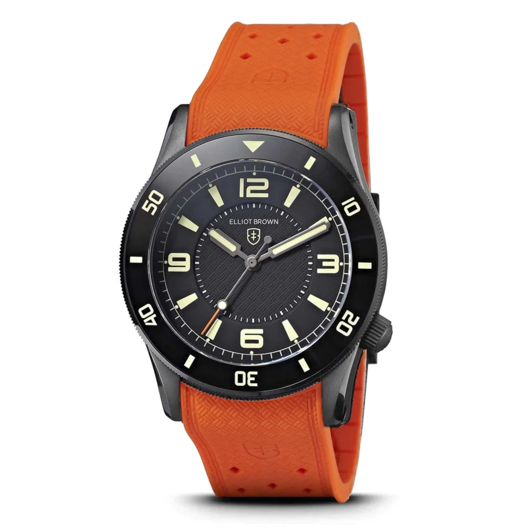 Elliot Brown Bloxworth Heritage Diver Black Dial Orange Strap Men's Watch 929-102-R55G