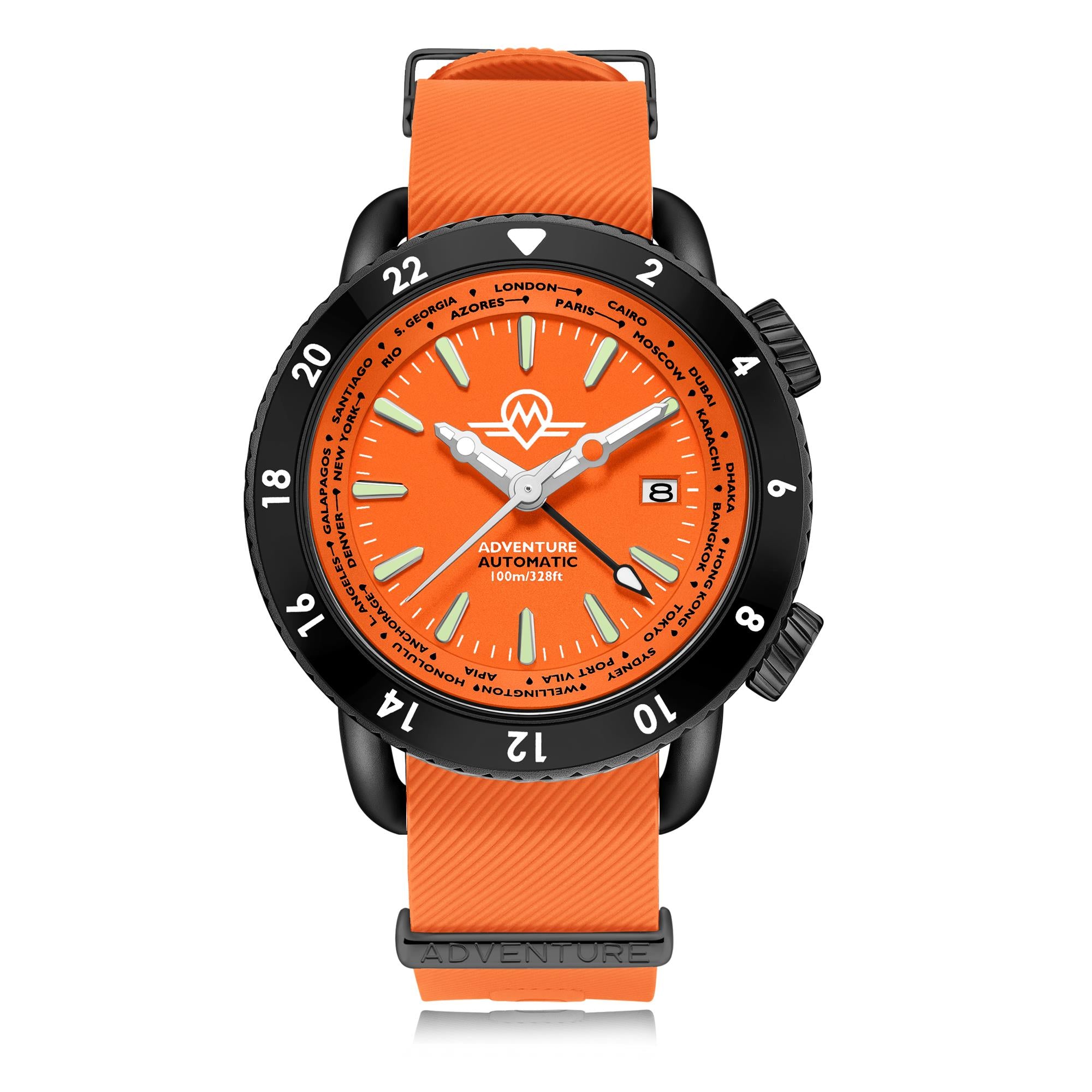 Monro Adventure Night Fire Orange Dial Automatic Men's Watch MA-7